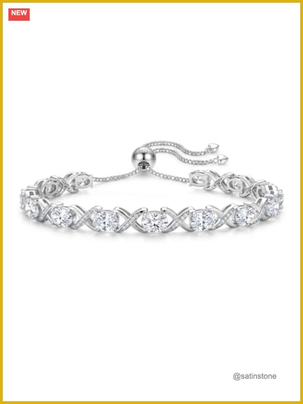 7.5CT Oval Moissanite Tennis Bracelet S925 Sterling Silver White Gold Plated